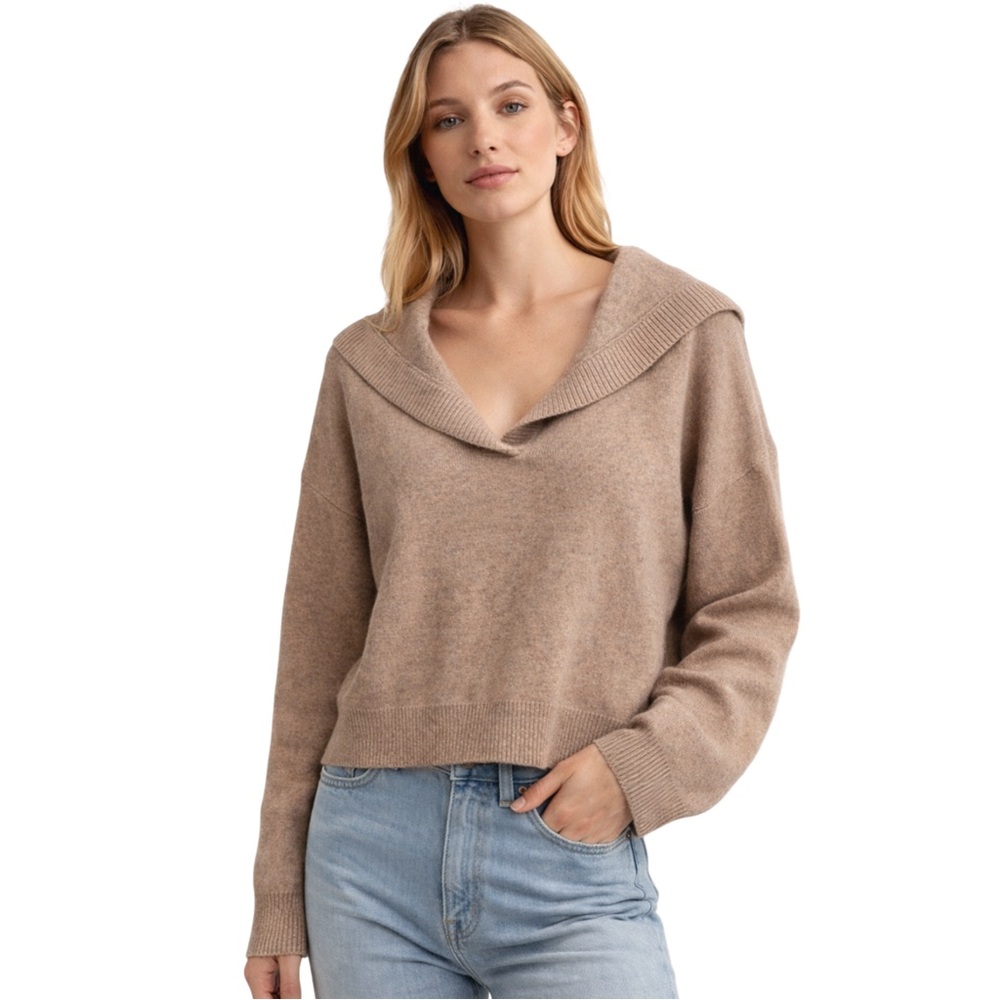 Tuckernuck Pomander Place Hoodie Sweater Cropped Tan Wide Sleeves Size XL